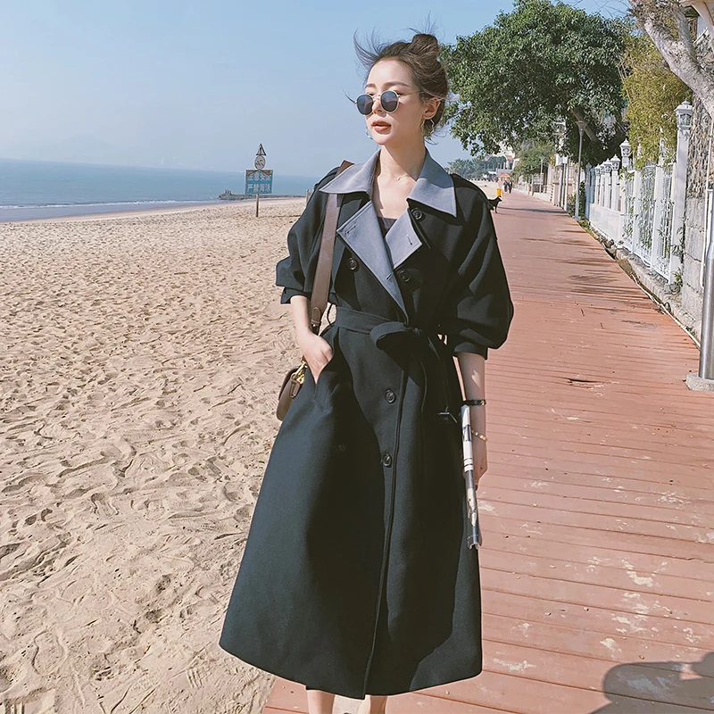Women's Black Windbreaker Spring Autumn Korean High-quality British Style Long Casual Jacket Female Loose Fashion Ladies Cloak
Women's Black Windbreaker Spring Autumn Korean High-quality British Style Long Casual Jacket Female Loose Fashion Ladies Cloak