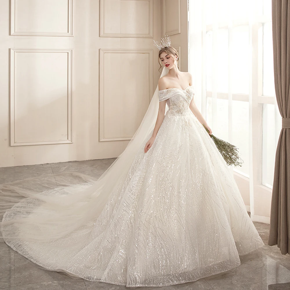 Dioflyusa Champagne Boat Neck Off the Shoulder Women Bride Wedding Dress Female Sleeveless Lace Up Backless Princess Ball Gown
Dioflyusa Champagne Boat Neck Off the Shoulder Women Bride Wedding Dress Female Sleeveless Lace Up Backless Princess Ball Gown
