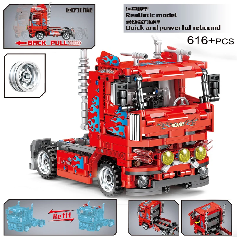 MOC 616pcs Classic City Pull Back Heavy Duty Truck Building Block Model High-Tech Vehicle Kid Toy Assembled DIY Bricks Gifts
MOC 616pcs Classic City Pull Back Heavy Duty Truck Building Block Model High-Tech Vehicle Kid Toy Assembled DIY Bricks Gifts