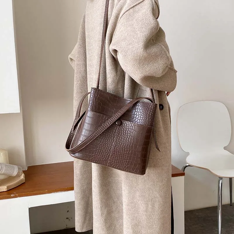 Stone Pattern PU Leather Bucket Bags For Women 2021 Small Shoulder Simple Bag Female Travel Handbags
Stone Pattern PU Leather Bucket Bags For Women 2021 Small Shoulder Simple Bag Female Travel Handbags
