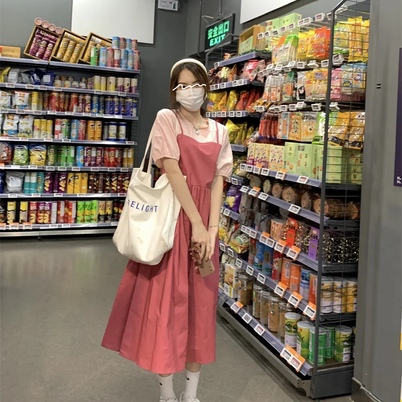 Dress French Stitching Fake Two-piece Lace-up Short-sleeved Dress Female Summer New Style Skirt Korean Mid-length Skirt
Dress French Stitching Fake Two-piece Lace-up Short-sleeved Dress Female Summer New Style Skirt Korean Mid-length Skirt