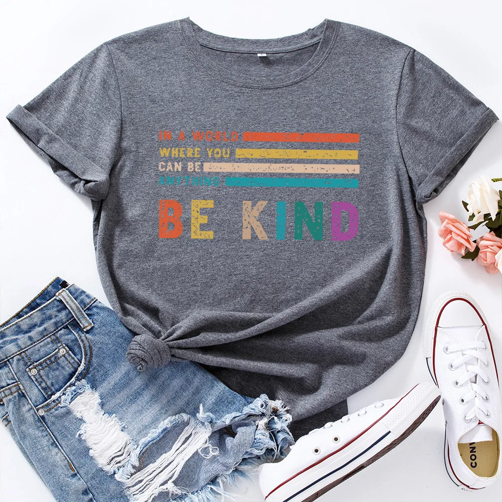 Be Kind Letter T-Shirts 100%Cotton Women Short Sleeve Graphic Tees Shirt Summer Tops for Female Casual Print Soft Tshirt Clothes
Be Kind Letter T-Shirts 100%Cotton Women Short Sleeve Graphic Tees Shirt Summer Tops for Female Casual Print Soft Tshirt Clothes