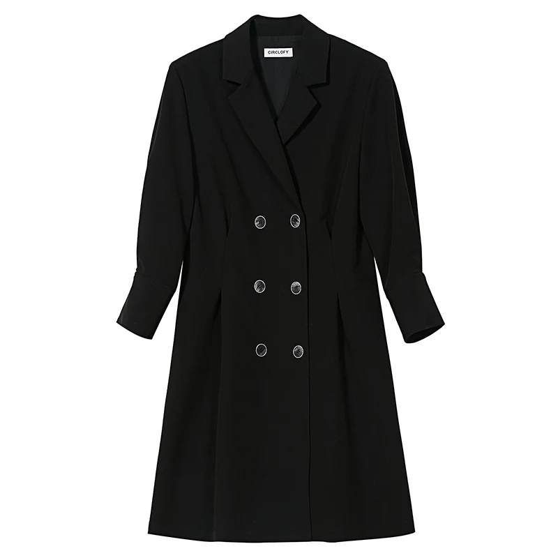 A CIR suit style black dress women's 2021 spring dress new waist show thin black skirt temperament long skirt