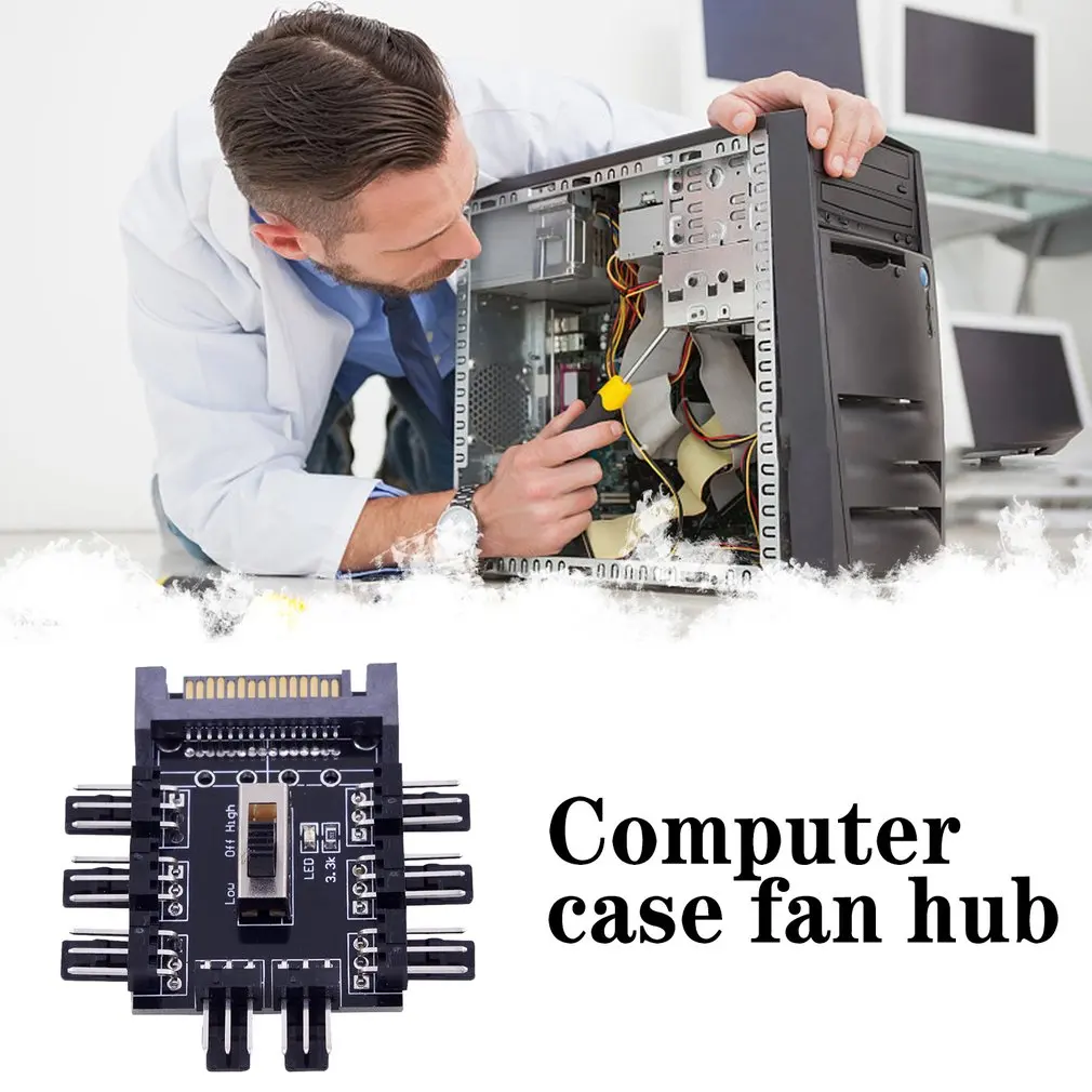 Motherboard 1 to 10 Fan 3 Pin PWM Cooler Fan HUB Splitter Extension 12V Power Supply Socket PC Speed Controller Adapter
Motherboard 1 to 10 Fan 3 Pin PWM Cooler Fan HUB Splitter Extension 12V Power Supply Socket PC Speed Controller Adapter