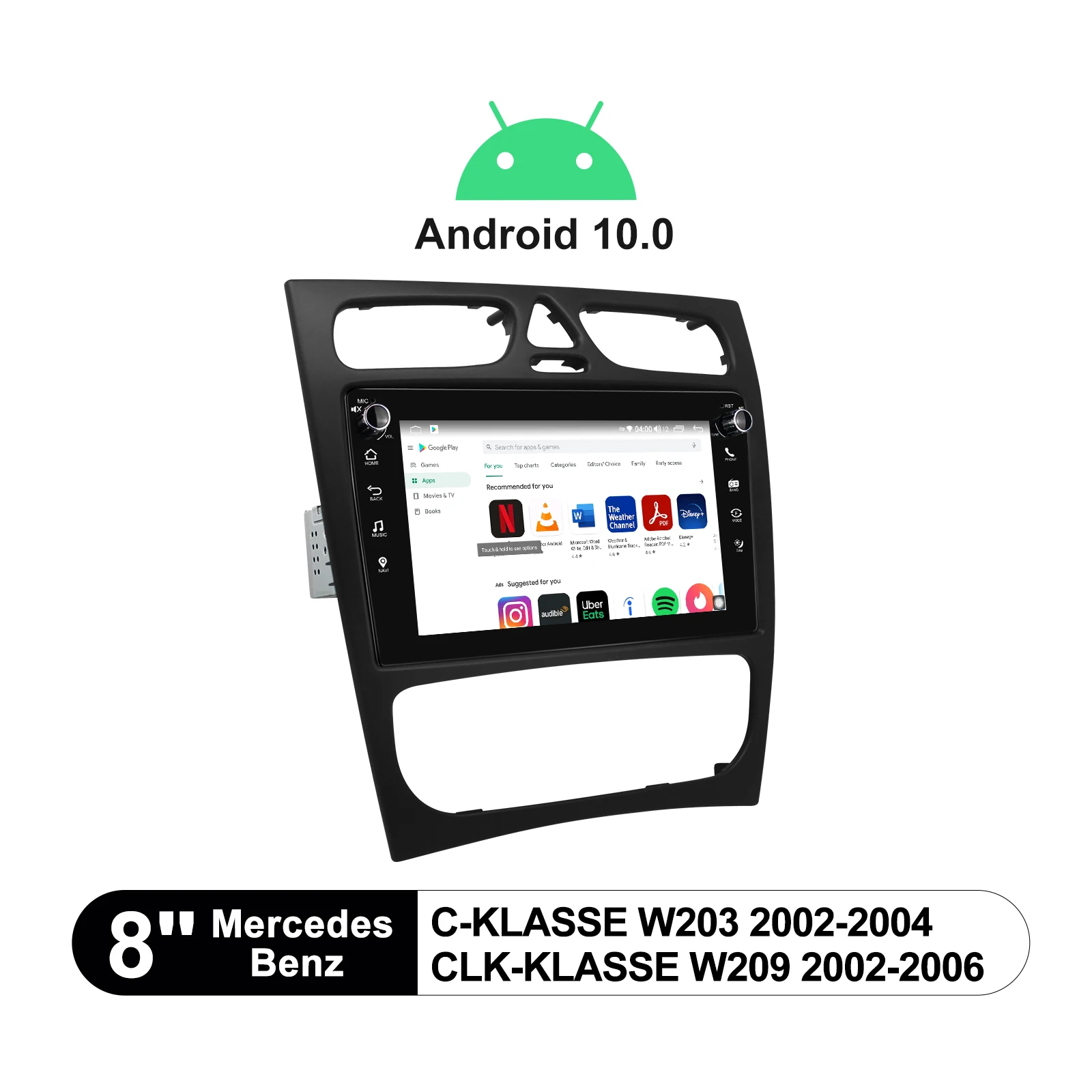 Android 10.0 Touch Screen 8 Inch Car Radio Fast Boot RDS DSP For Mercedes-Benz C-Klasse W203 2002-2004 CLK-Klasse W209 2002-2006
Android 10.0 Touch Screen 8 Inch Car Radio Fast Boot RDS DSP For Mercedes-Benz C-Klasse W203 2002-2004 CLK-Klasse W209 2002-2006