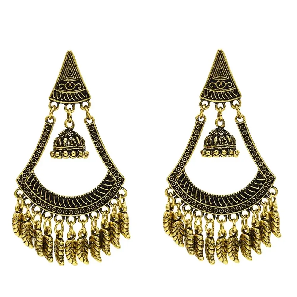 Этнические золотые серьги Jhumka Jhumki большие мексиканские цыганские Висячие для