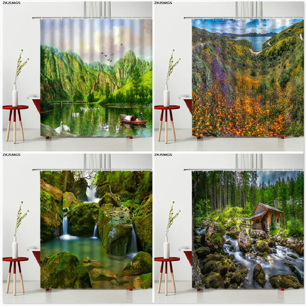 Spring Natural Landscape Shower Curtains with Hooks Goose Green Mountain Grass Blooming Colorful Flowers Washable Bath Decor
Spring Natural Landscape Shower Curtains with Hooks Goose Green Mountain Grass Blooming Colorful Flowers Washable Bath Decor
