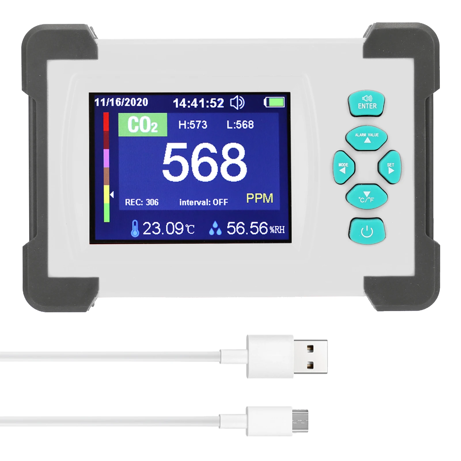 CO2 Detector Monitor Portable Carbon Dioxide Meter with Storage Box Support Generate and Export PDF File Air Quality Tester
CO2 Detector Monitor Portable Carbon Dioxide Meter with Storage Box Support Generate and Export PDF File Air Quality Tester