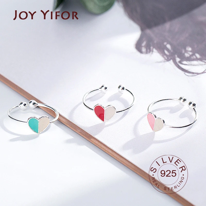 925 Sterling Silver Smooth Rings For Women Jewelry colorful heart Beautiful Finger Open Rings For Party Birthday Gift
925 Sterling Silver Smooth Rings For Women Jewelry colorful heart Beautiful Finger Open Rings For Party Birthday Gift