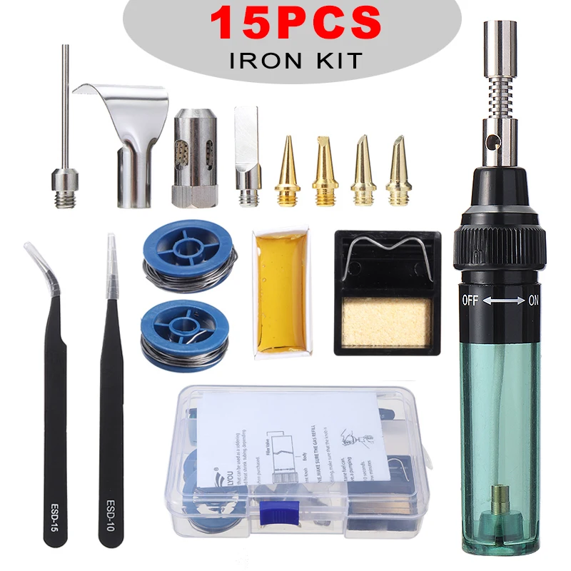 Portable Gas Soldering Iron Tool Butane Soldering Station Nozzle Welding Kit 3 in 1 Gas welder Electric Tin Soldering Irons
Portable Gas Soldering Iron Tool Butane Soldering Station Nozzle Welding Kit 3 in 1 Gas welder Electric Tin Soldering Irons