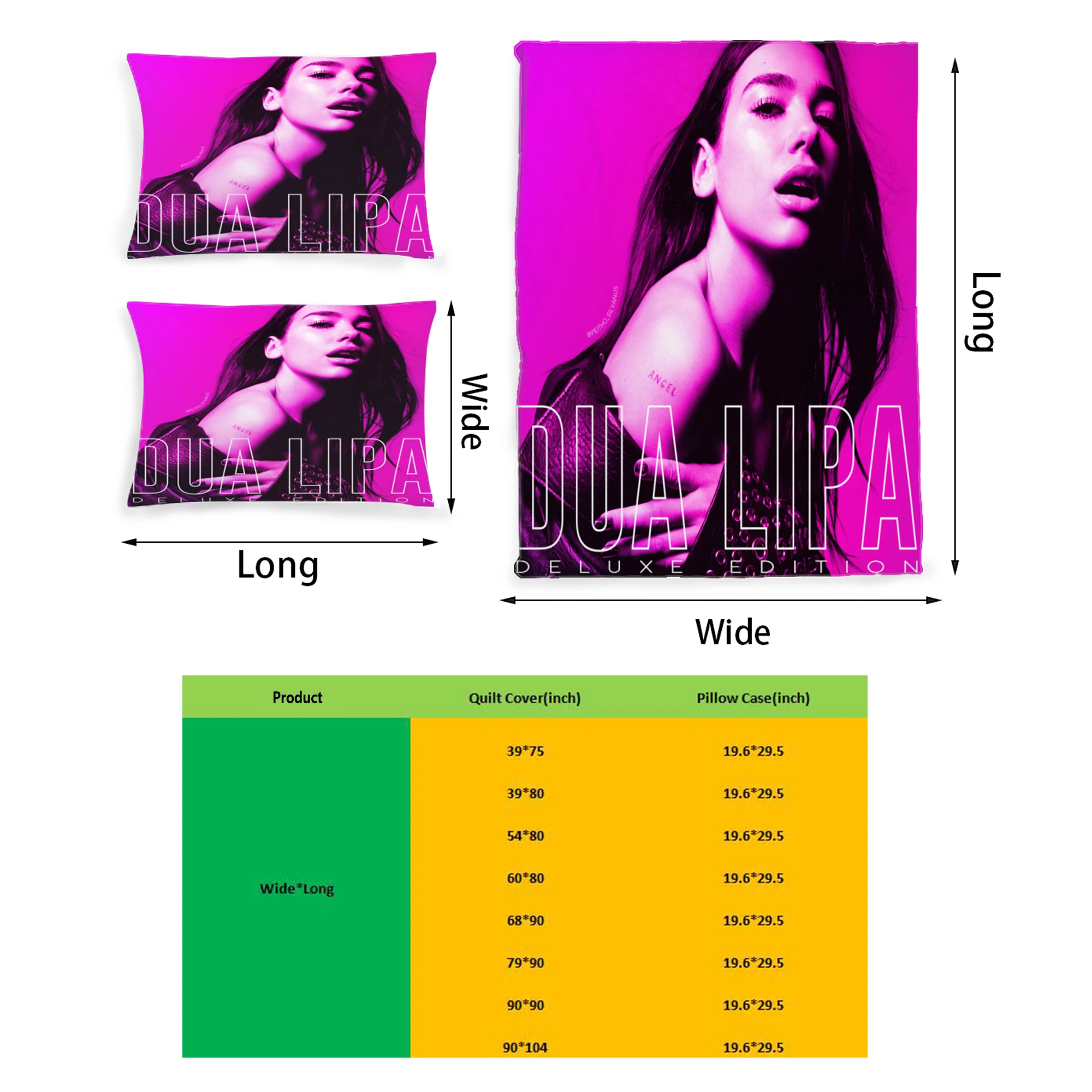 Dua Lipa Graphic Printed Bedding Set Pattern Printing Polyester Quilt Cover Set 3 Pieces Quilt Cover Pillow Cover Set
Dua Lipa Graphic Printed Bedding Set Pattern Printing Polyester Quilt Cover Set 3 Pieces Quilt Cover Pillow Cover Set