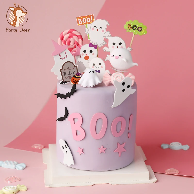 Cake Topper Halloween Theme Cupcake pink ghost series cartoon cute Halloween dessert pottery Cards for Party Cake Decoration
Cake Topper Halloween Theme Cupcake pink ghost series cartoon cute Halloween dessert pottery Cards for Party Cake Decoration