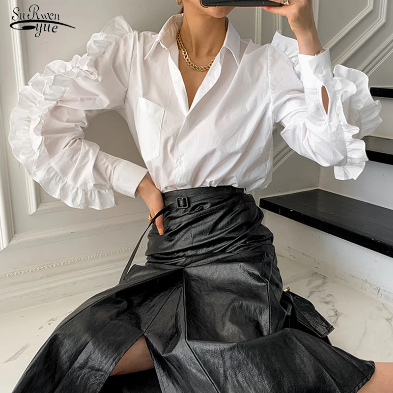 Chic Fashion Solid Casual Blouses Woman Petal Sleeve Pleated Button Up White Shirt Tops Women Plus Size Ladies Blouse Tops 13561
Chic Fashion Solid Casual Blouses Woman Petal Sleeve Pleated Button Up White Shirt Tops Women Plus Size Ladies Blouse Tops 13561