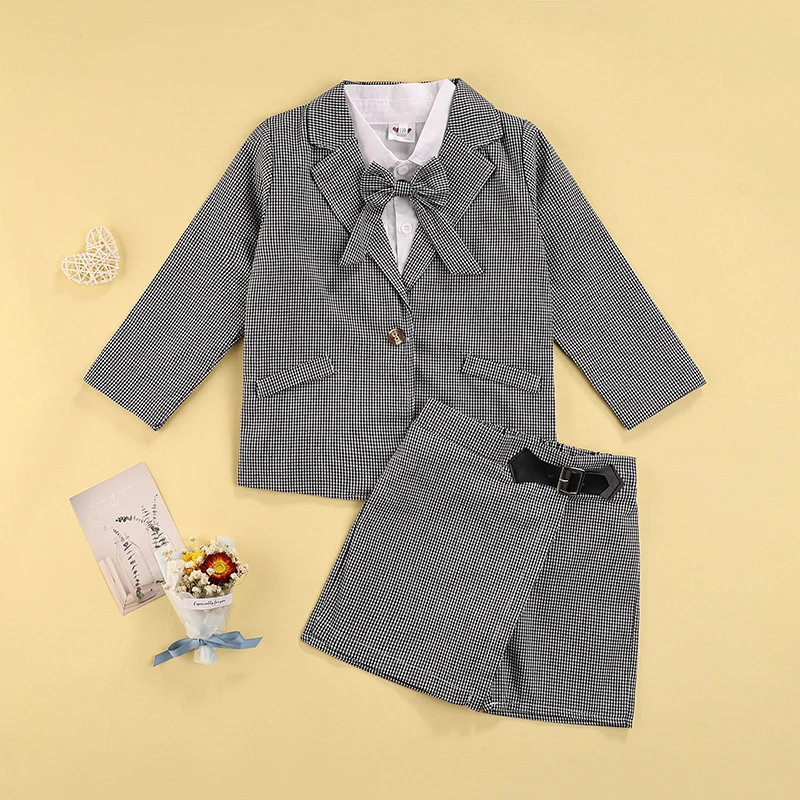 Kid Girl 3Pcs Suit Formal Long Sleeve Lapel Plaid Coat Inner White Short-Sleeve Shirt Short Skirt-Shaped Pants Clothes Set
Kid Girl 3Pcs Suit Formal Long Sleeve Lapel Plaid Coat Inner White Short-Sleeve Shirt Short Skirt-Shaped Pants Clothes Set