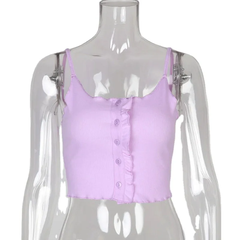 Fungus Lace Slim Solid Tank Top Backless 2021 Summer New Women Camis Purple U Neck Short Tops Knitted Buttons High Streetwear
Fungus Lace Slim Solid Tank Top Backless 2021 Summer New Women Camis Purple U Neck Short Tops Knitted Buttons High Streetwear