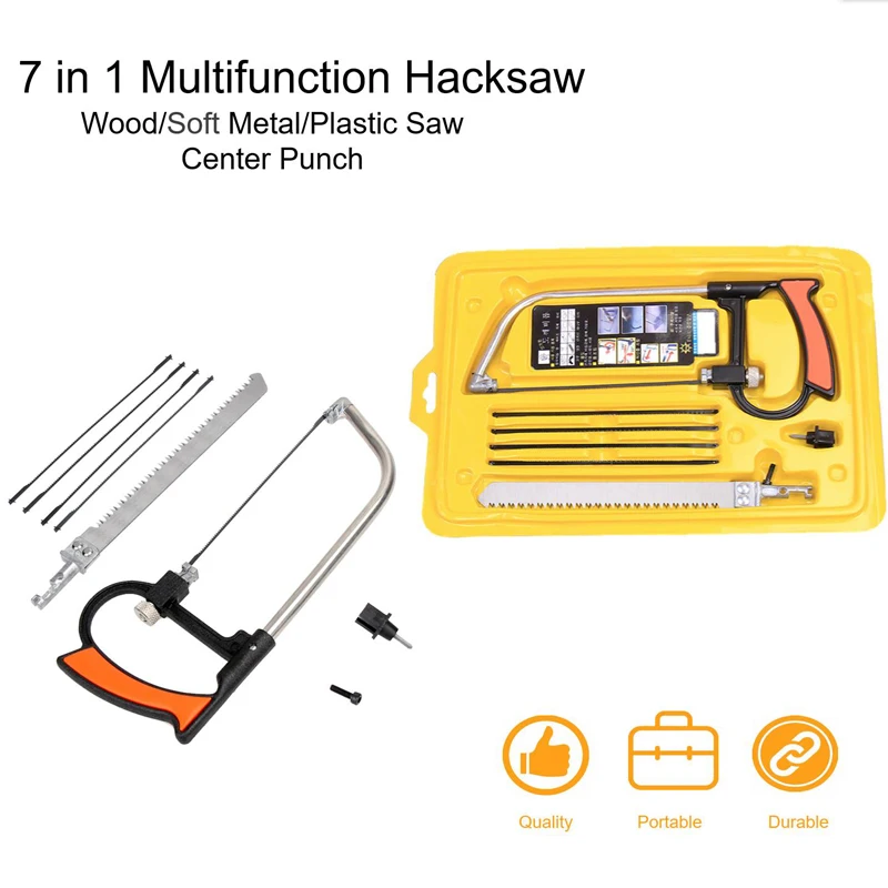 7 in 1 mini DIY Hand Saw Multi-purpose Small Hacksaw Frame with Center Punch for Woodworking Metal Glass Ceramic Gigsaw Kit Hand
7 in 1 mini DIY Hand Saw Multi-purpose Small Hacksaw Frame with Center Punch for Woodworking Metal Glass Ceramic Gigsaw Kit Hand