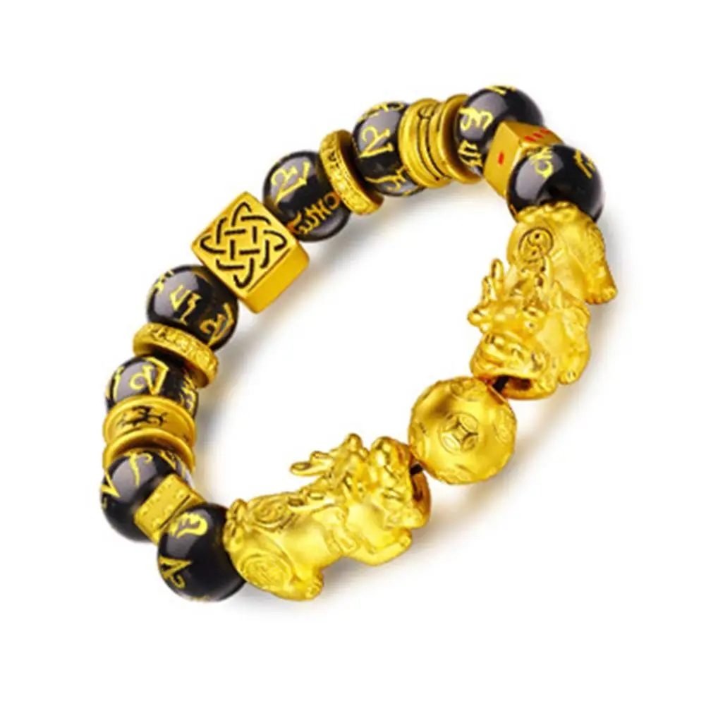 Feng Shui Bracelet Prosperity Double Pi Xiu/Pi Yao Black Mantra Bead Bracelet with Golden Dice Attract Wealth and Good Luck
Feng Shui Bracelet Prosperity Double Pi Xiu/Pi Yao Black Mantra Bead Bracelet with Golden Dice Attract Wealth and Good Luck