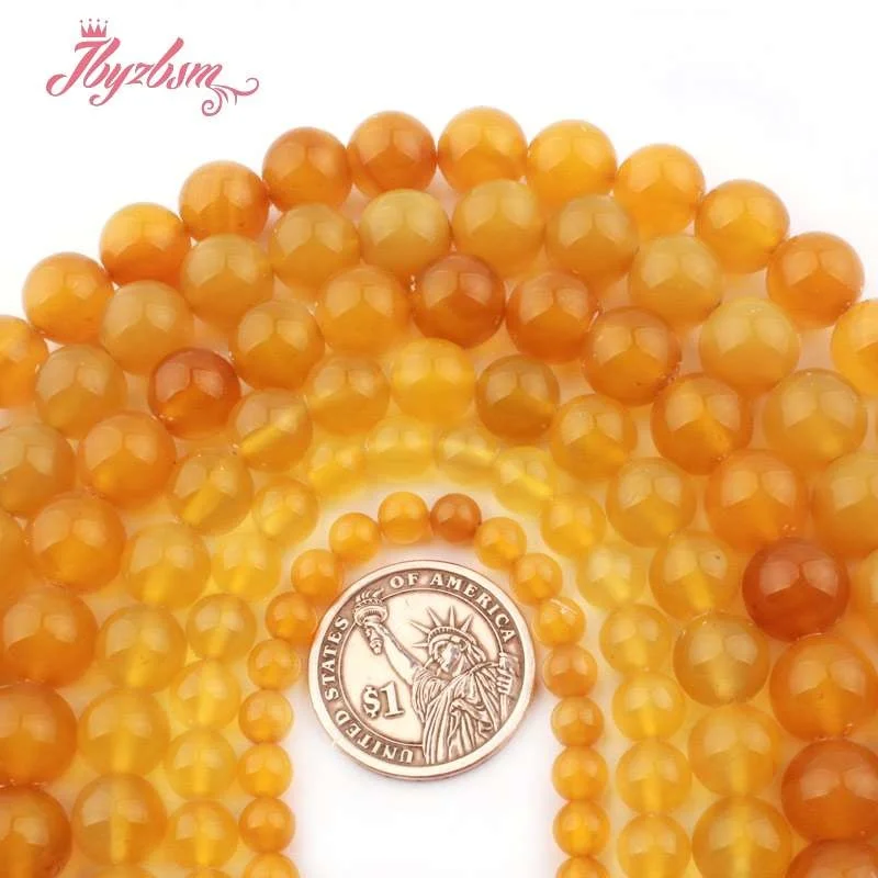 

6,8,10mm Smooth Round Ball Yellow Agates Onyx Natural Stone LooseBead For DIY Necklace Bracelet Jewelry Making 15" Free Shipping