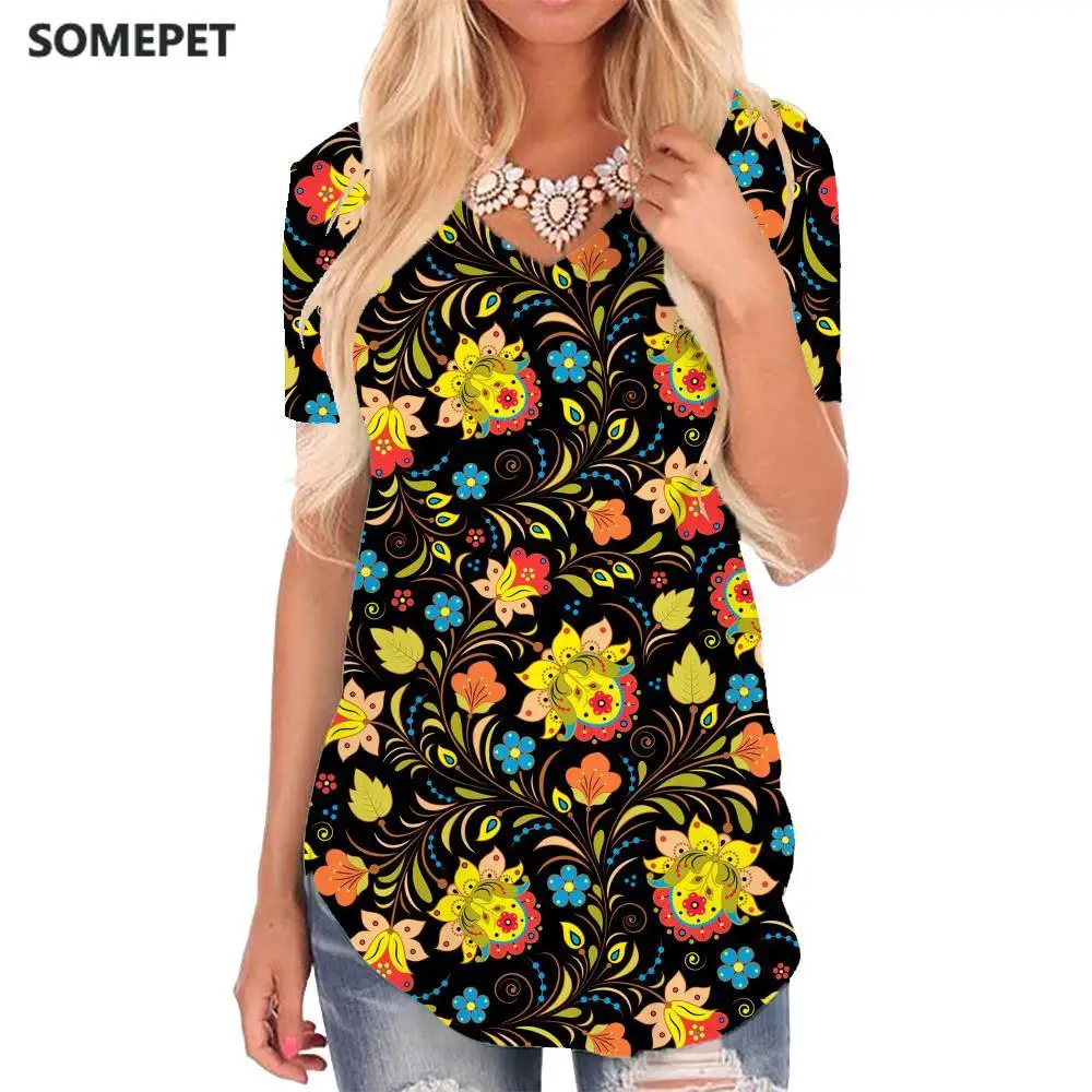 SOMEPET Colorful T-shirt women Flowers V-neck Tshirt Pattern Tshirts Printed Creativity T-shirts 3d Womens Clothing Fashion Cool
SOMEPET Colorful T-shirt women Flowers V-neck Tshirt Pattern Tshirts Printed Creativity T-shirts 3d Womens Clothing Fashion Cool