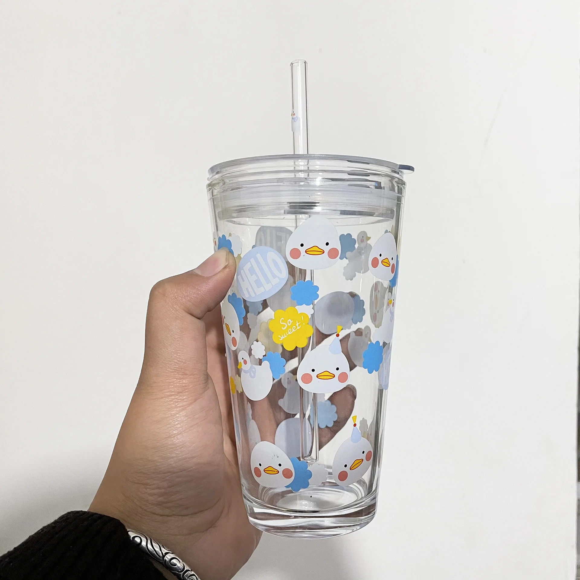 Creative Cartoon Duck Cute Straw Glass Cup with Lid Gift Brush Portable Travel Gift Couple Printed Pattern Classic Water Bottle
Creative Cartoon Duck Cute Straw Glass Cup with Lid Gift Brush Portable Travel Gift Couple Printed Pattern Classic Water Bottle