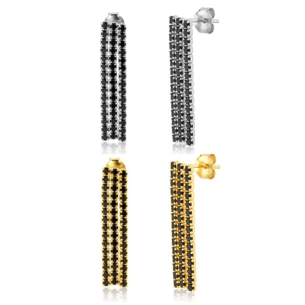 Black Zircon Three Line Drop Earring Piercing Pendiente Pin Luxury Fashion Jewelry Chain Wedding korean earrings
Black Zircon Three Line Drop Earring Piercing Pendiente Pin Luxury Fashion Jewelry Chain Wedding korean earrings