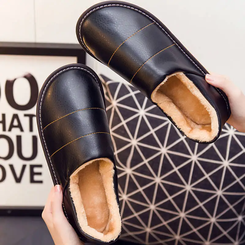 Black Leather Slippers For Men Casual Flat Home Shoes Unisex Plush Slippers Male Furry Indoor Slipper Man Fur Slippers Size 45
Black Leather Slippers For Men Casual Flat Home Shoes Unisex Plush Slippers Male Furry Indoor Slipper Man Fur Slippers Size 45