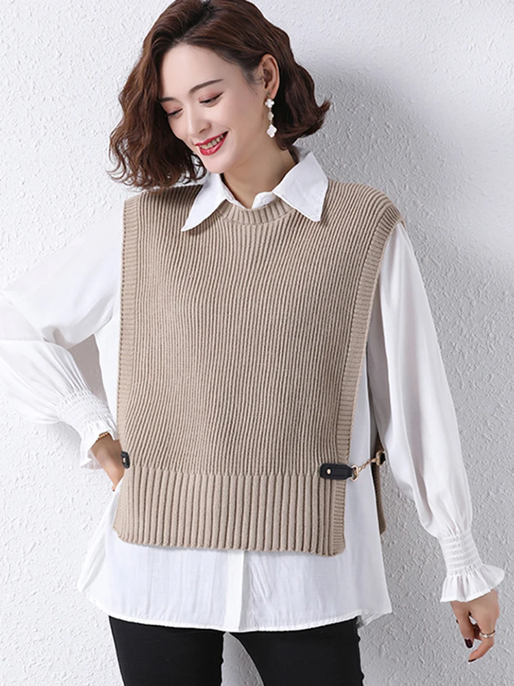 2022 Vest Autumn Winter Women Knitted Sweater Sleeveless Loose Vest Ladies O-Neck Pullover Jumper Tops Pull Femme
2022 Vest Autumn Winter Women Knitted Sweater Sleeveless Loose Vest Ladies O-Neck Pullover Jumper Tops Pull Femme