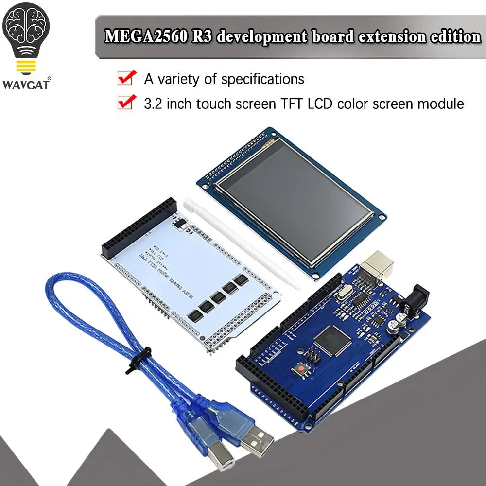 

official 3.2" TFT LCD Touch + TFT 3.2 inch Shield + Mega 2560 R3 with usb cable for Arduino kit