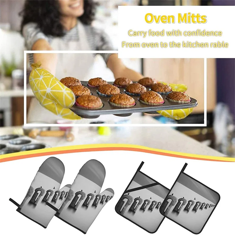 Oven glove and pot holder set heat-resistant 4-piece set, kitchen utensils non-slip insulating gloves for baking and cooking
Oven glove and pot holder set heat-resistant 4-piece set, kitchen utensils non-slip insulating gloves for baking and cooking