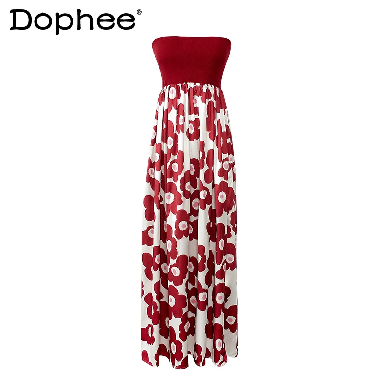 French Elegant Sexy Collarbone High Waist Mid-length Dress Printed Large Flower Fluffy Dress All-Match Strapless Dress for Women
French Elegant Sexy Collarbone High Waist Mid-length Dress Printed Large Flower Fluffy Dress All-Match Strapless Dress for Women