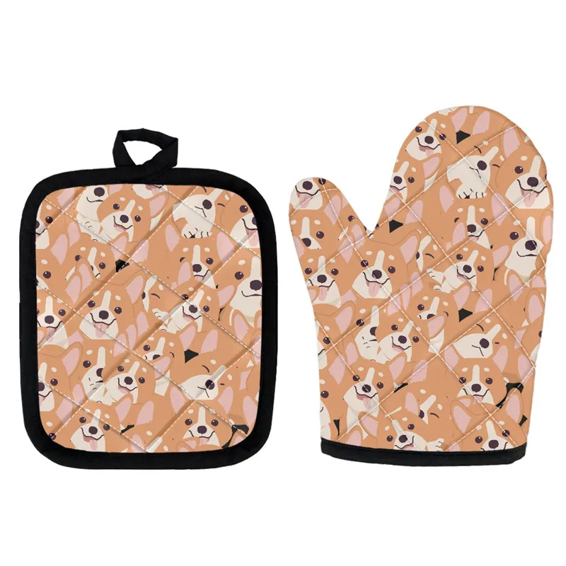 New Cartoon Corgi Pattern Oven Glove 2 pcs/Set Heatproof Potholder Mitts and Mats Kawaii Doggie Design Kitchen Accessories
New Cartoon Corgi Pattern Oven Glove 2 pcs/Set Heatproof Potholder Mitts and Mats Kawaii Doggie Design Kitchen Accessories