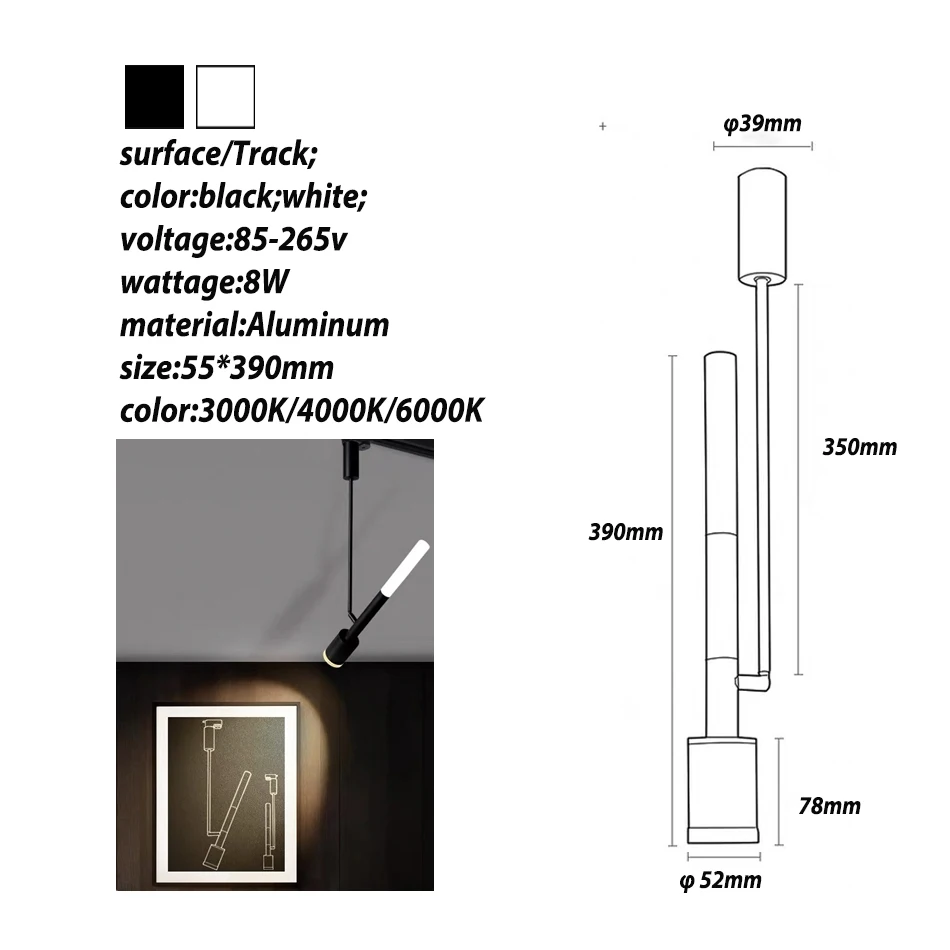 2019 NEW COB Pendant light Black/White aluminum 8W Spotlight clothing store bedroom restaurant dining/living room Indoor light
2019 NEW COB Pendant light Black/White aluminum 8W Spotlight clothing store bedroom restaurant dining/living room Indoor light