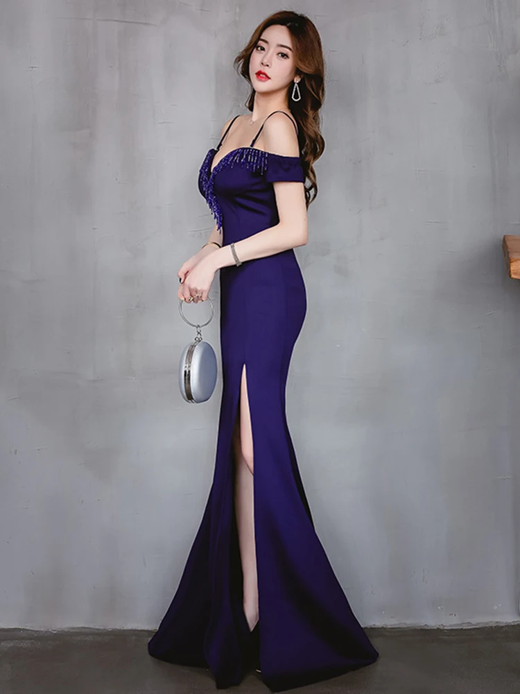 Elegant Deep V Neck Off Shoulder Evening Dresses Tassel Mermaid Party Prom Gowns Female High Split Hollow Pageant Foraml Robe
Elegant Deep V Neck Off Shoulder Evening Dresses Tassel Mermaid Party Prom Gowns Female High Split Hollow Pageant Foraml Robe