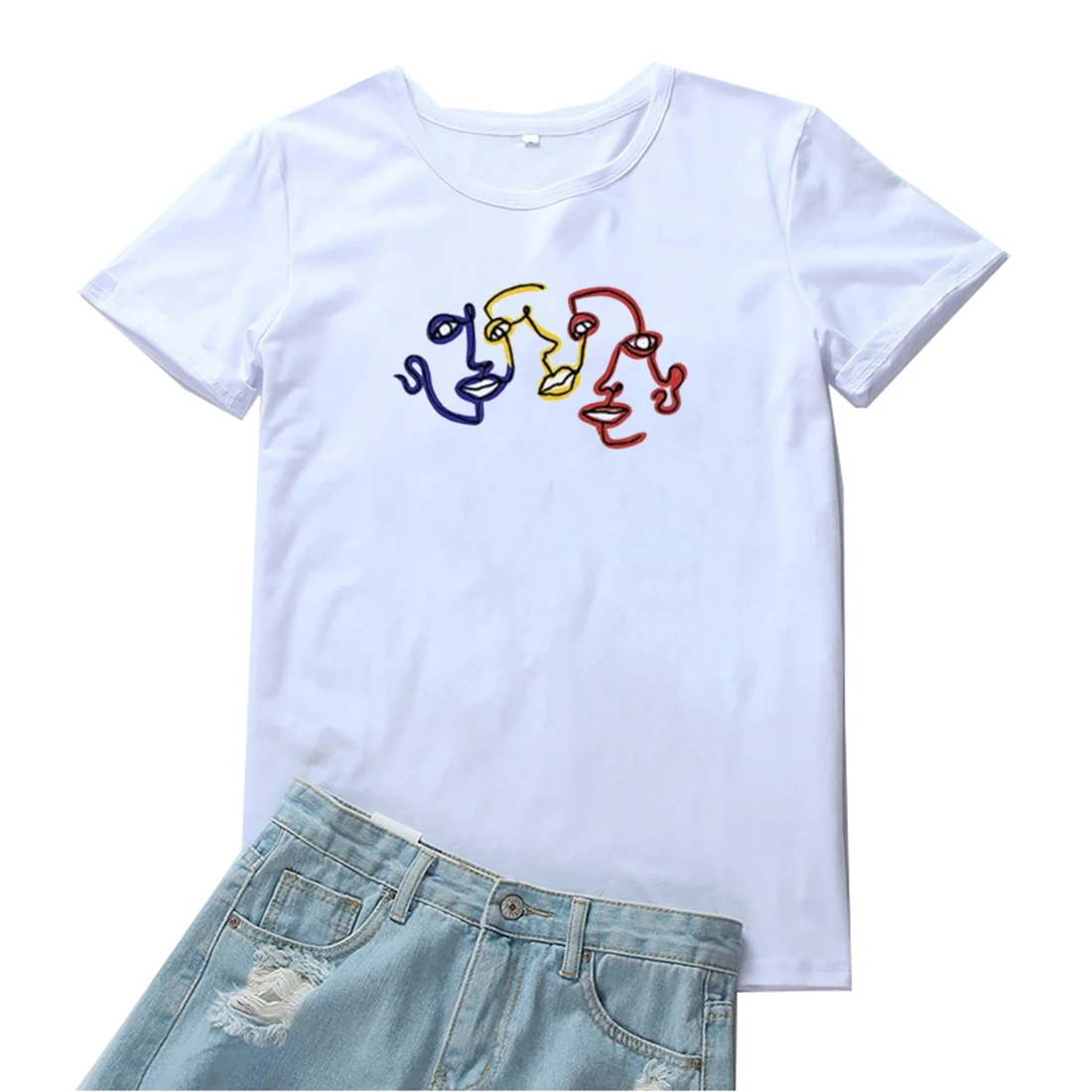 Abstract Face Profile Graphic Tees Women Funny O-neck Print Pattern Camiseta Mujer Fashion Harajuku Clothes Women T-shirts Tops
Abstract Face Profile Graphic Tees Women Funny O-neck Print Pattern Camiseta Mujer Fashion Harajuku Clothes Women T-shirts Tops