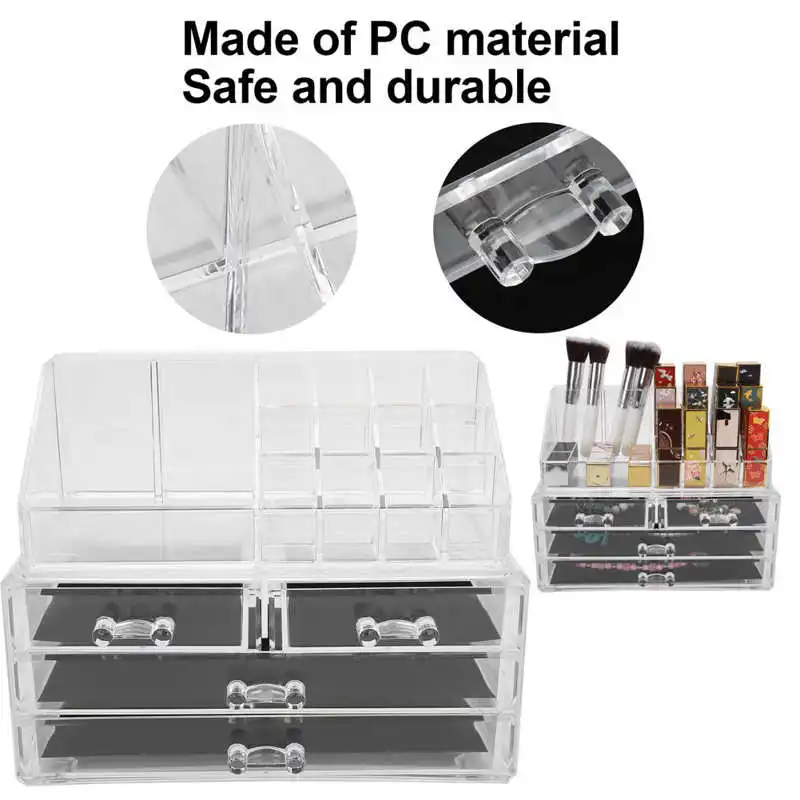 Cosmetics Storage Box Mutifuctional Transparent Beautiful Pratcical Safe Lipsticks Holder Organizer with 3 Drawers for Ewelry
Cosmetics Storage Box Mutifuctional Transparent Beautiful Pratcical Safe Lipsticks Holder Organizer with 3 Drawers for Ewelry