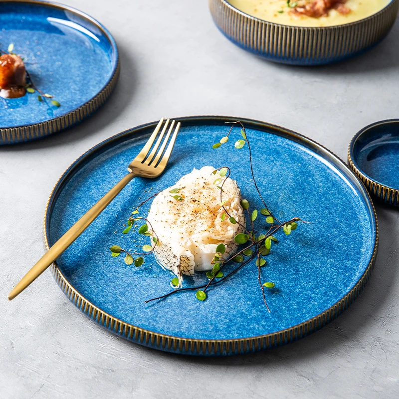

piatto da bistecca in ceramica blu piatto da dessert sushi piatti e piatti stoviglie porcellana porcellana utensili da cucina
