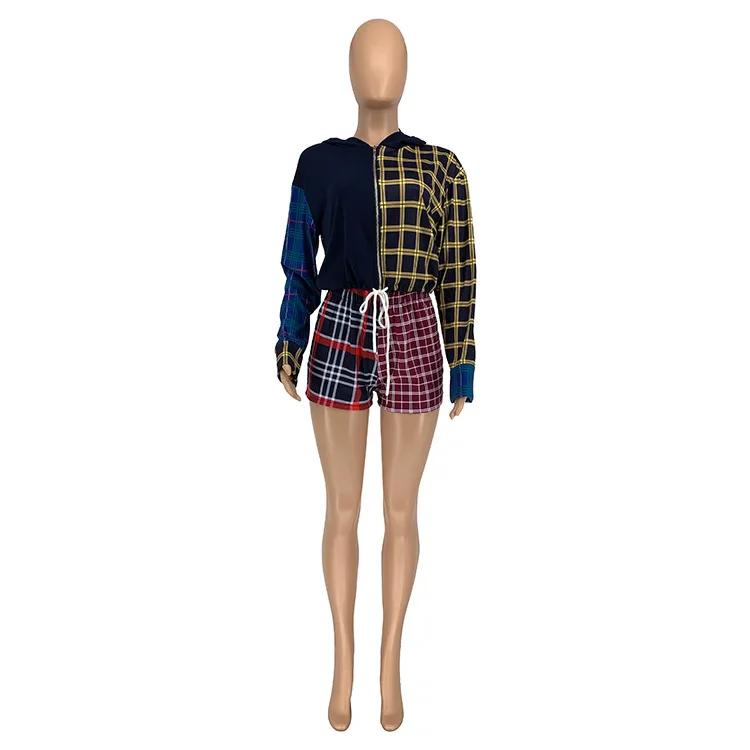 Two Piece Set Women Long Sleeve Hoodie Zipper Top and Stretch Shorts Tracksuit Plaid Printed Outfit Wholesale Dropshipping
Two Piece Set Women Long Sleeve Hoodie Zipper Top and Stretch Shorts Tracksuit Plaid Printed Outfit Wholesale Dropshipping