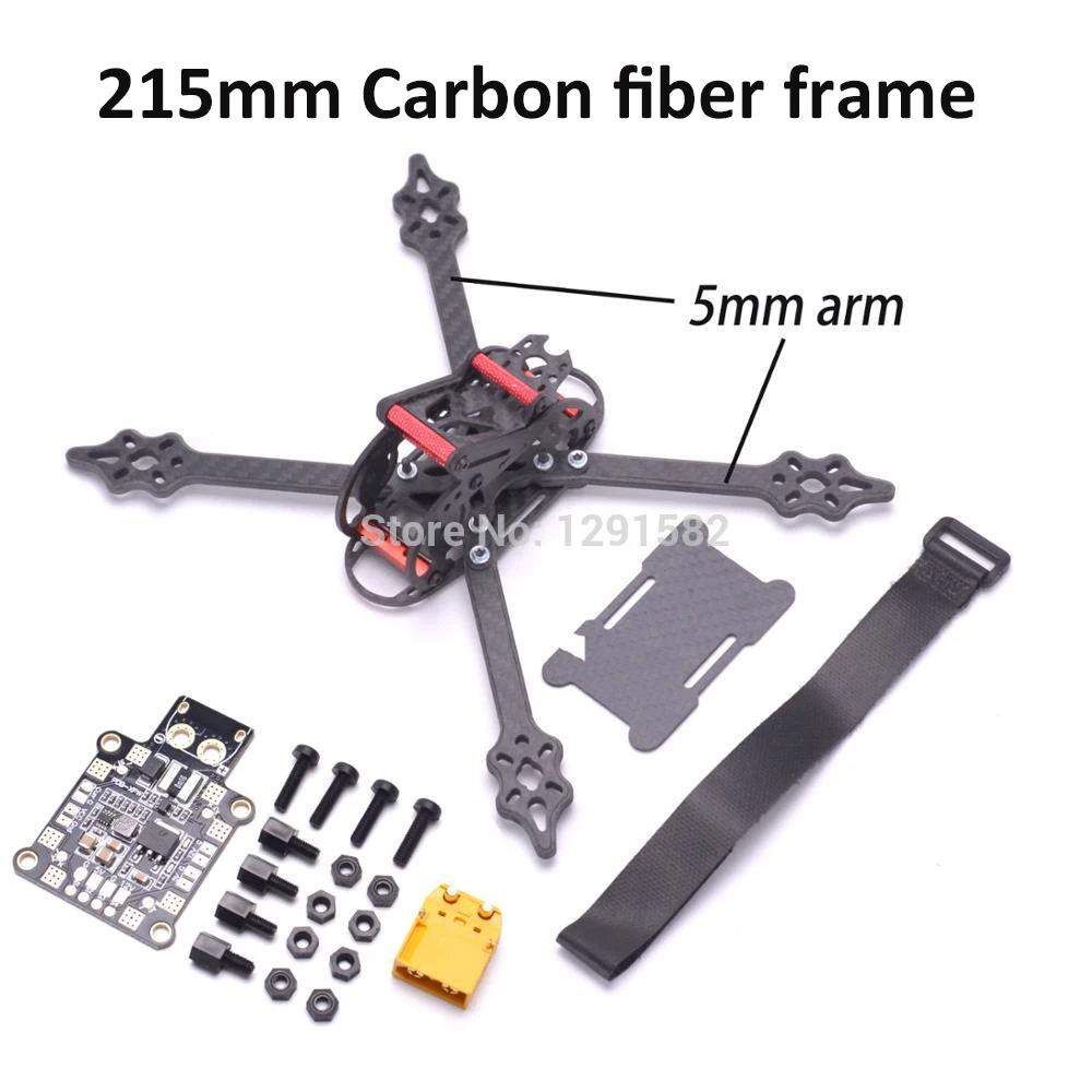 215 мм FPV каркас для квадрокоптера из углеродного волокна с 5 рукояткой + PDB XPW