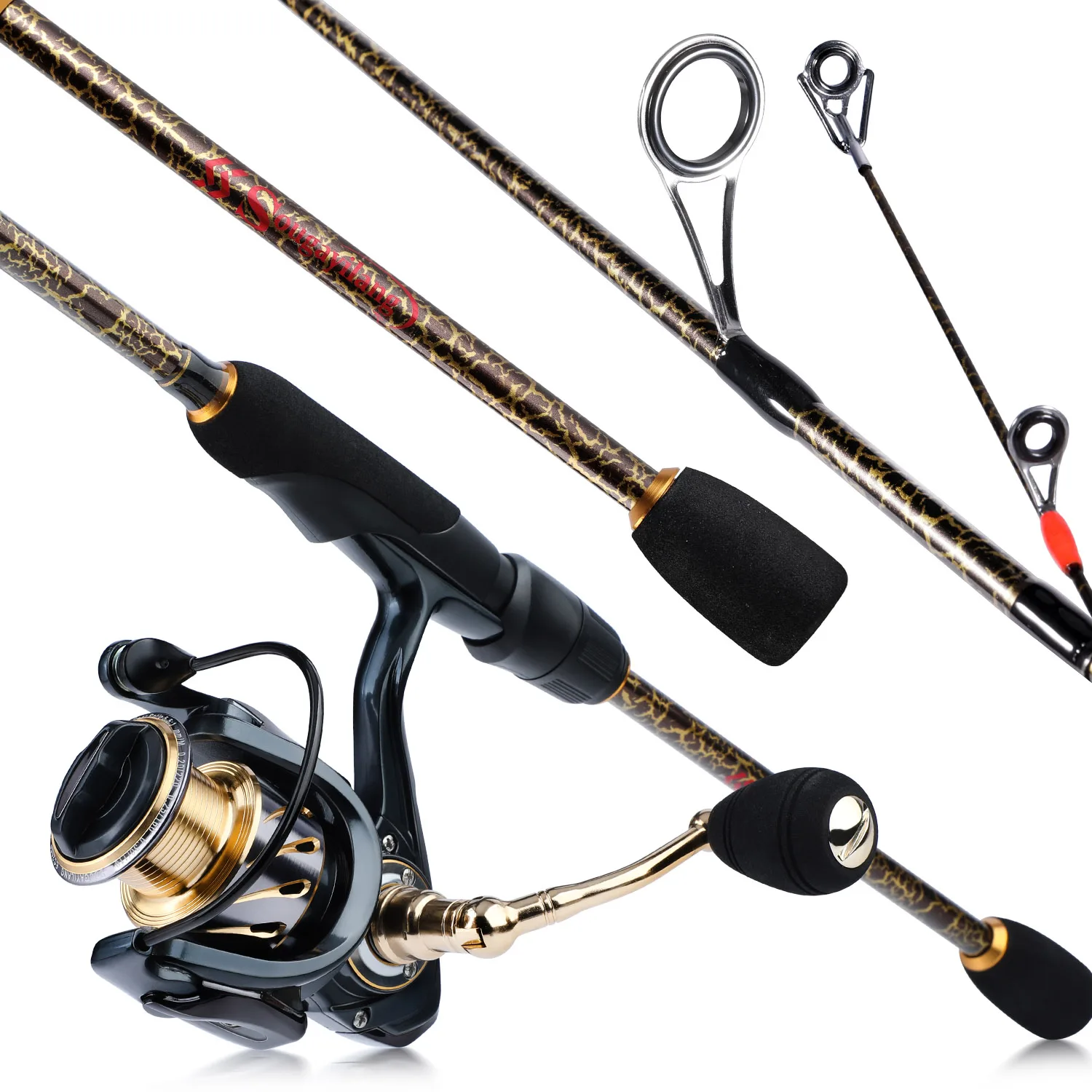Sougayilang 1.8-2.4m Fishing Rod and Reel Combo 5 Section Carbon Fiber Fishing Rod with 13+1BB Spinning Reel for Travel Fishing
Sougayilang 1.8-2.4m Fishing Rod and Reel Combo 5 Section Carbon Fiber Fishing Rod with 13+1BB Spinning Reel for Travel Fishing
