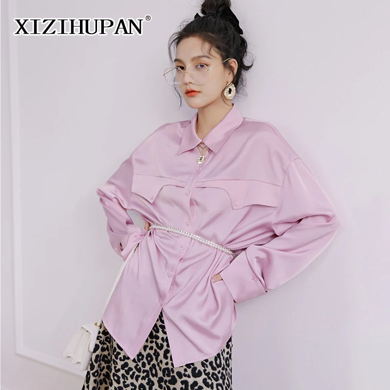 XIZIHUPAN Sweet Pink T Shirt For Women Lapel Batwing Long Sleeve Minimalist Style Loose Blouses Female 2021 Korean Clothing Tide
XIZIHUPAN Sweet Pink T Shirt For Women Lapel Batwing Long Sleeve Minimalist Style Loose Blouses Female 2021 Korean Clothing Tide