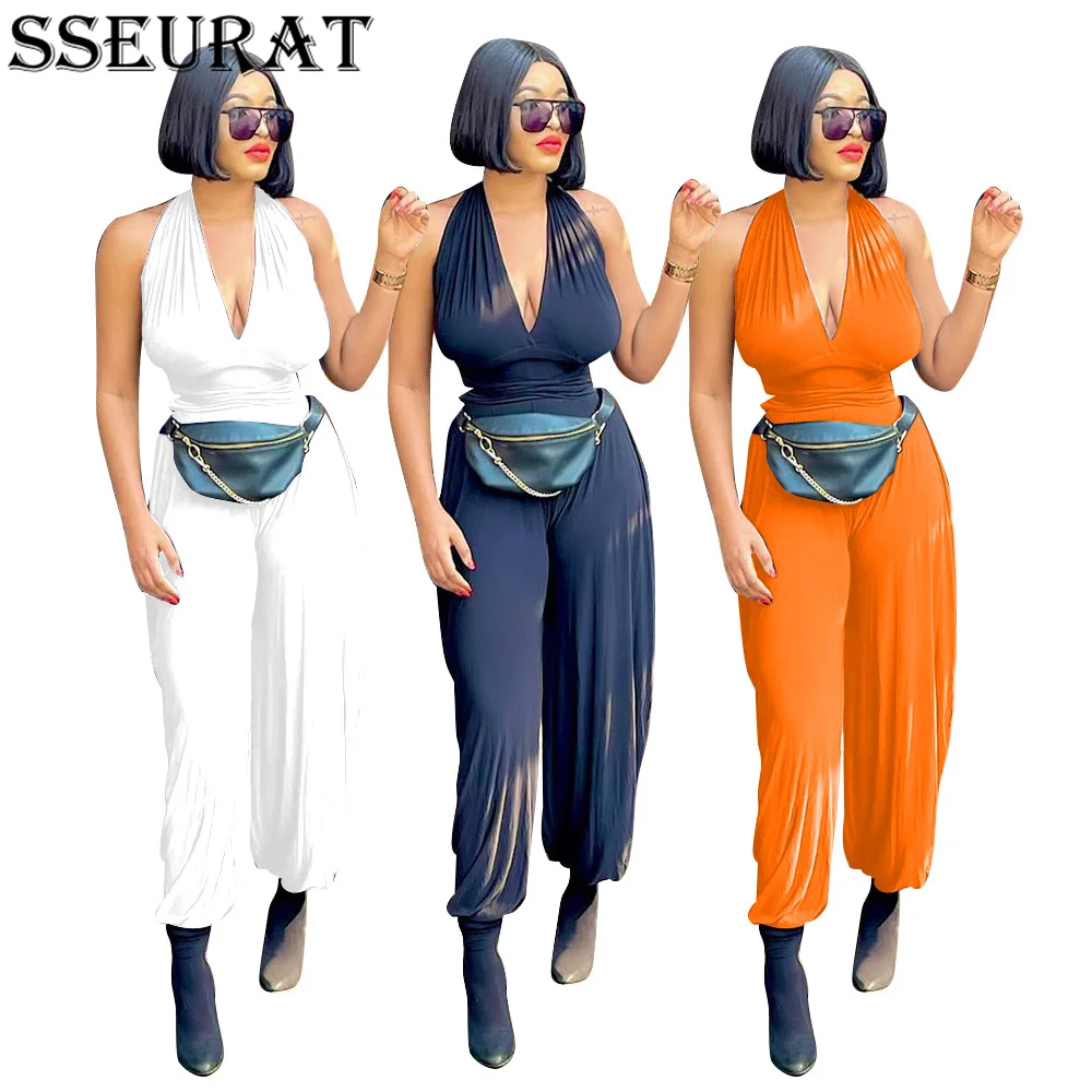 SSEURAT Women's Halter Neck Backless High Waist Jumpsuit Romper Sleeveless Playsuit Streetwear
SSEURAT Women's Halter Neck Backless High Waist Jumpsuit Romper Sleeveless Playsuit Streetwear