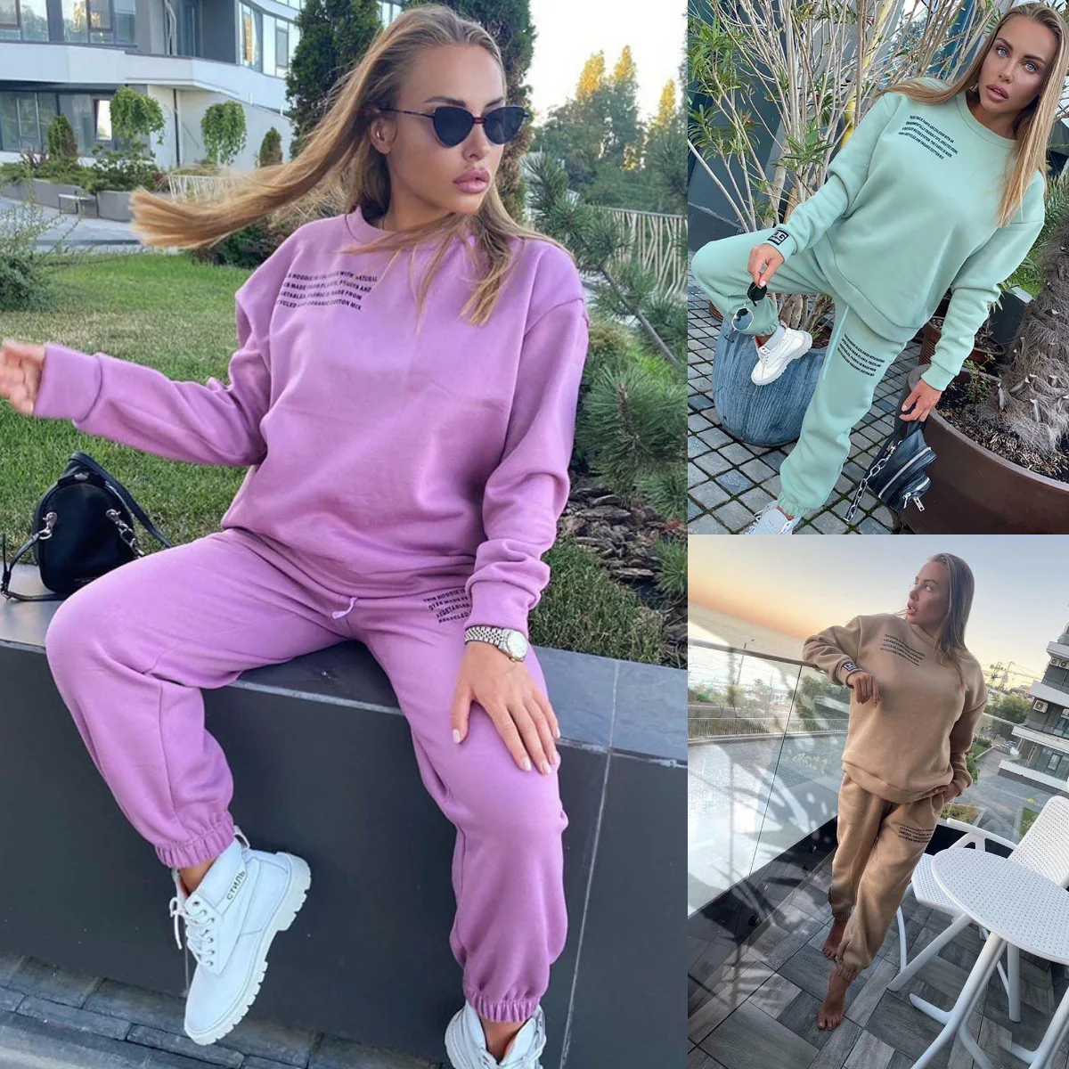 Women Plain Sweatshirt Set Long Sleeve Running Letter Tracksuit High Waist Pants Outfits Jogging Sports Suits 2020 Autumn Winter
Women Plain Sweatshirt Set Long Sleeve Running Letter Tracksuit High Waist Pants Outfits Jogging Sports Suits 2020 Autumn Winter