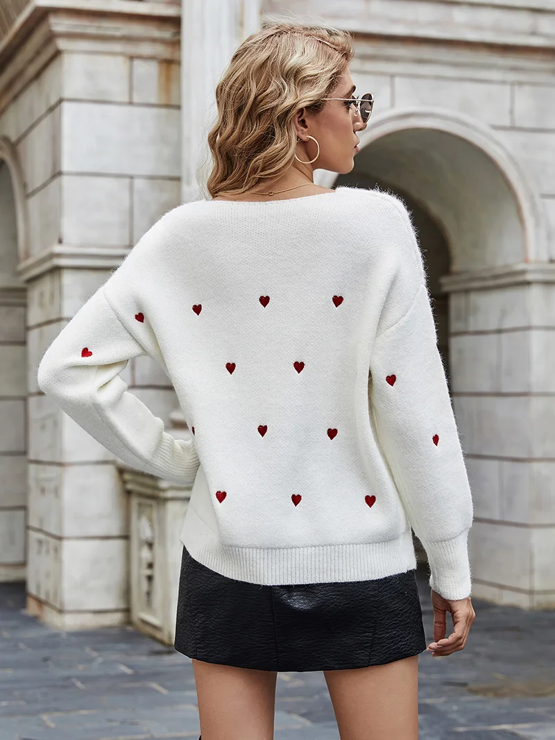 Fitshinling V Neck Embroidery Heart Sweater Women Pullover Knitwear Korean Style Kawaii Jumper Winter Casual Sweaters Tops Sale
Fitshinling V Neck Embroidery Heart Sweater Women Pullover Knitwear Korean Style Kawaii Jumper Winter Casual Sweaters Tops Sale