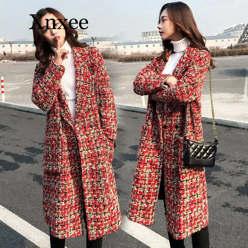Autumn Winter Coat 2020 New Women Woolen Overcoat Lapel Long Plaid Blend Red Tweed Jacket Ladies Elegant Outwear
Autumn Winter Coat 2020 New Women Woolen Overcoat Lapel Long Plaid Blend Red Tweed Jacket Ladies Elegant Outwear