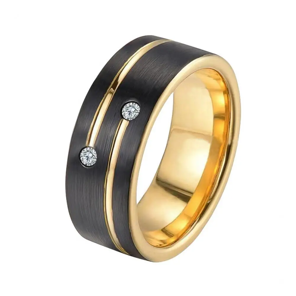 Men's Fashion Black Tungsten Carbide Ring Gold Plated Grooved Line AAA Cubic Zirconia Wedding Band 8mm Men's Jewelry
Men's Fashion Black Tungsten Carbide Ring Gold Plated Grooved Line AAA Cubic Zirconia Wedding Band 8mm Men's Jewelry