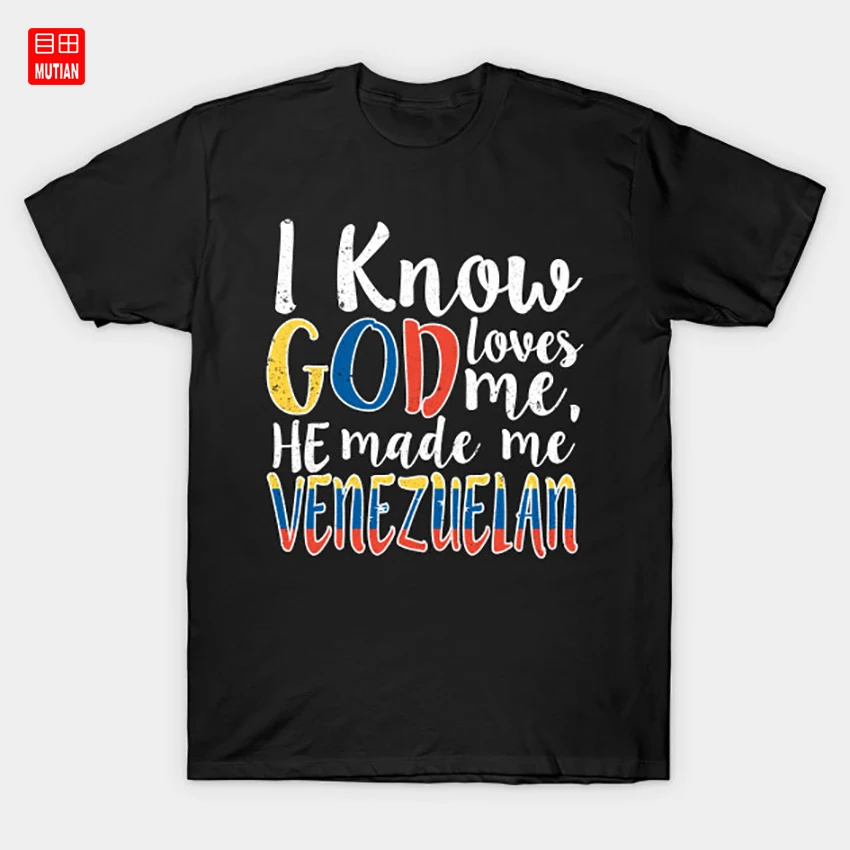 Футболка с надписью God Love Me He Made Цвета Флага Венесуэлы|Мужские футболки| |