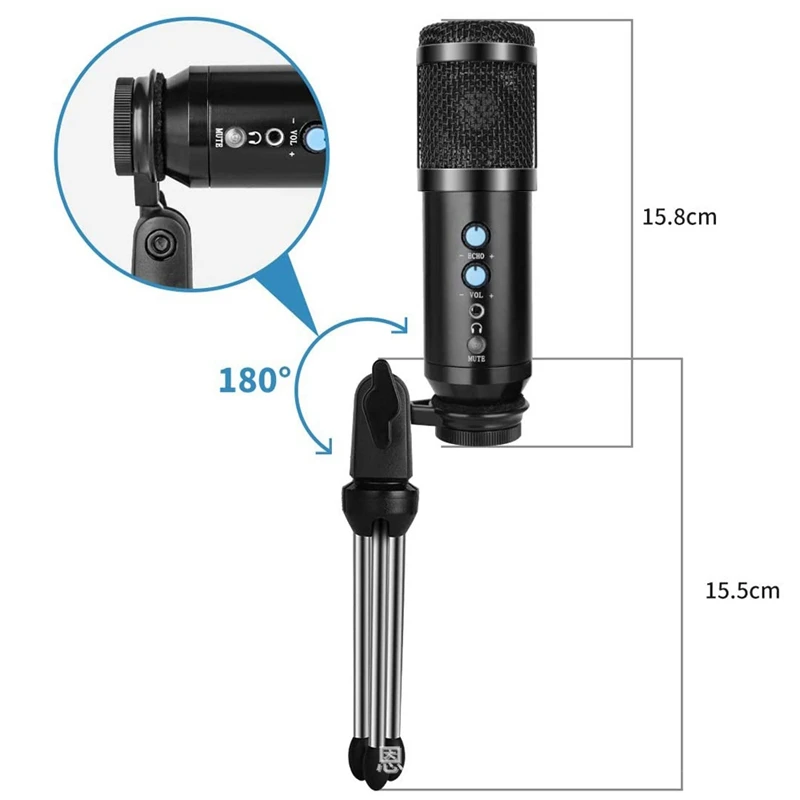 USB Condenser Microphone Adjustable Volume Noise Reduction Capacitor for Ktv Audio Studio Recording Microphone
USB Condenser Microphone Adjustable Volume Noise Reduction Capacitor for Ktv Audio Studio Recording Microphone