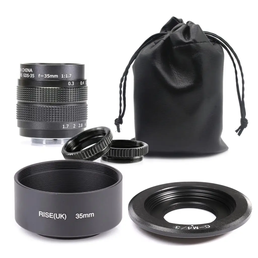 35mm f/1.7 CCTV Lens+adapter ring+2 Macro Ring+lens hood for P anasonic/O lympus Micro4/3 M4/3 Mirroless Camera
35mm f/1.7 CCTV Lens+adapter ring+2 Macro Ring+lens hood for P anasonic/O lympus Micro4/3 M4/3 Mirroless Camera