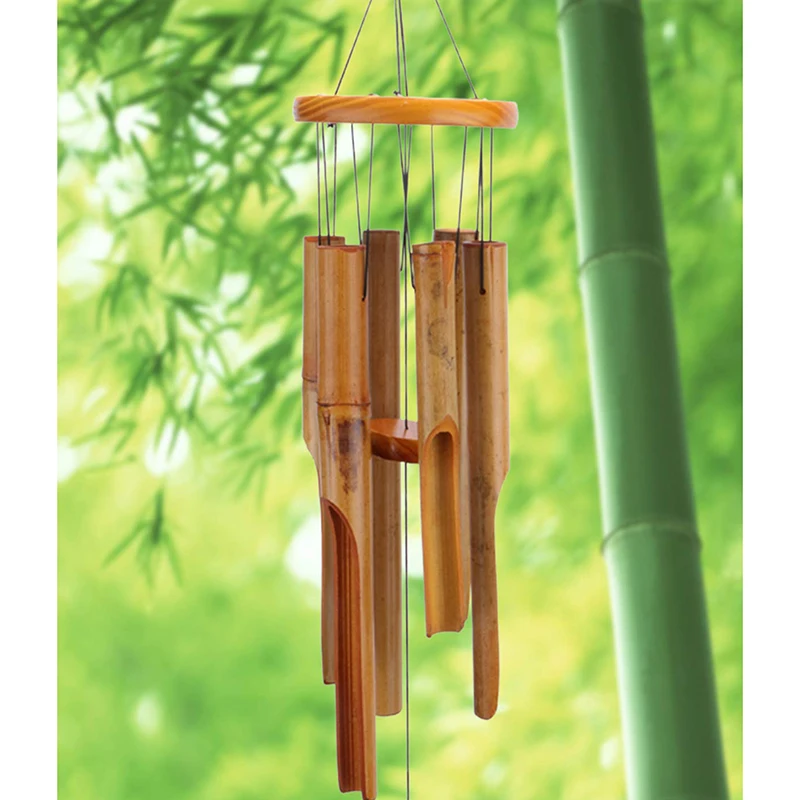 Wooden Wind Chimes Outdoor Bamboo Wind Chimes with Amazing Deep Tone Natural Beautiful Sound for Patio Garden Home Dcor