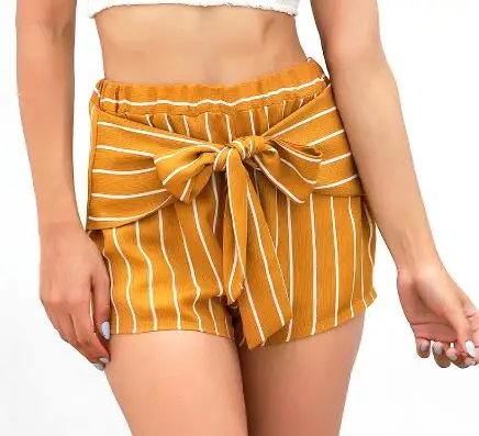 summer England style yellow striped shorts for women elastic waist bowknot belt seaside office girl short lady
summer England style yellow striped shorts for women elastic waist bowknot belt seaside office girl short lady